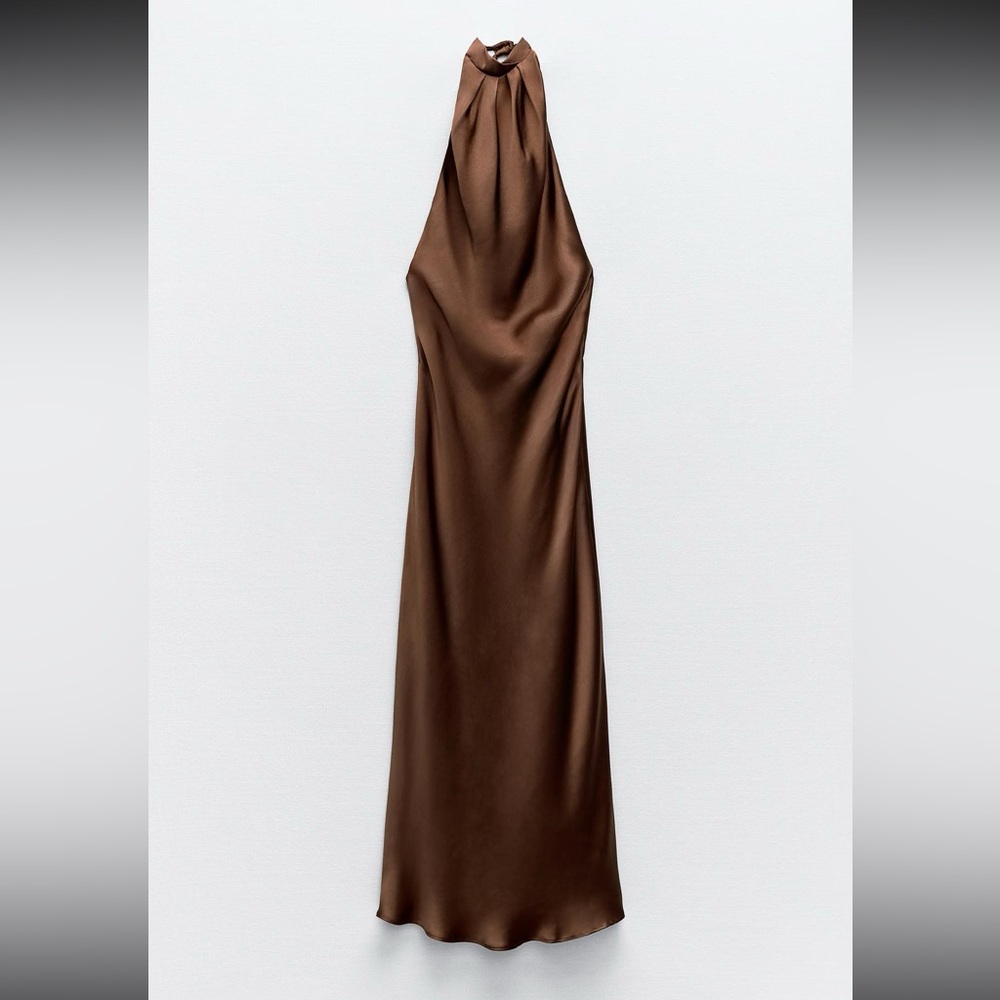 Zara open back satin effect dress